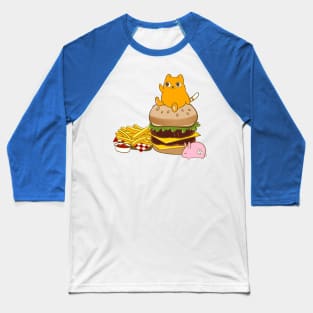 Fat Cat and burger Baseball T-Shirt